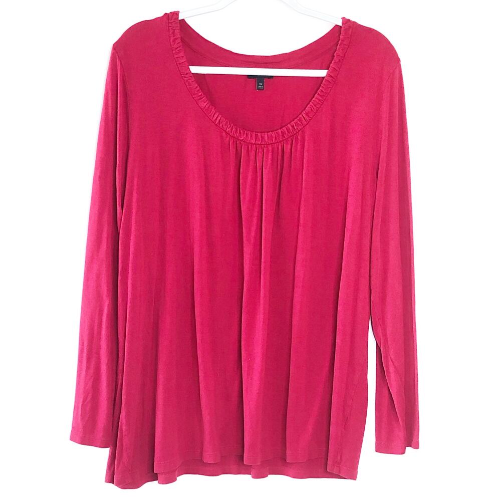 Talbots 3X Top Red Long Sleeve Tee Blouse Stretchy